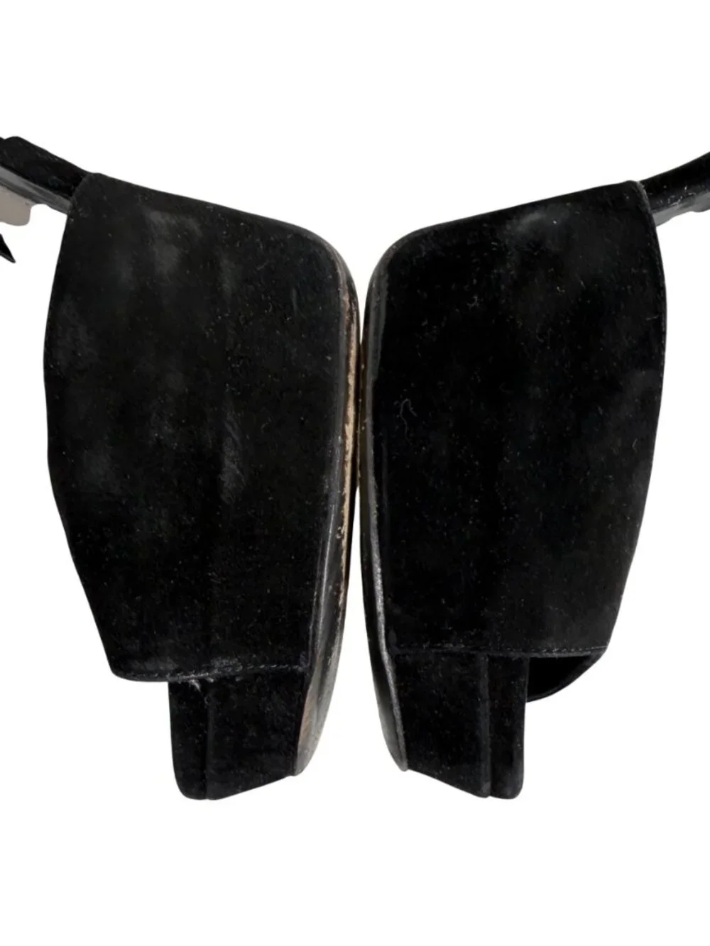 GUCCI Sofia Black Suede Crystal Embellished Heels Ankle Strap Platform Size 37 - Picture 7 of 16